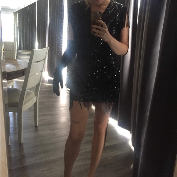 1920’s Flapper Dress Black Sequins - Picture 8 of 8